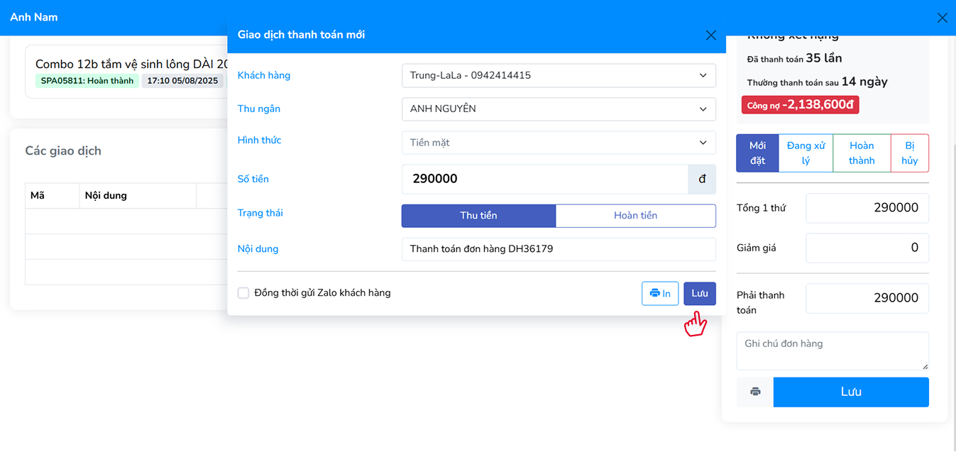 Cập nhật trạng thái đơn hàng