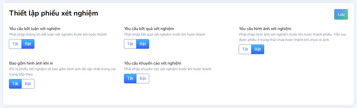 Thiết lập phiếu xét nghiệm