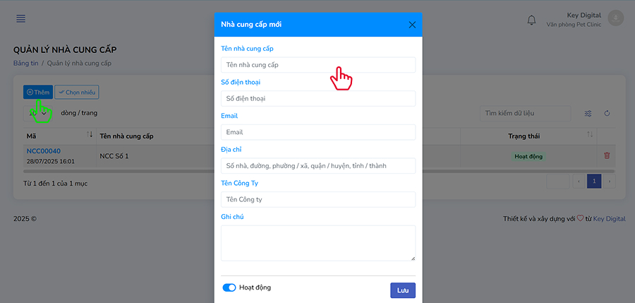 Thêm nhà cung cấp mới